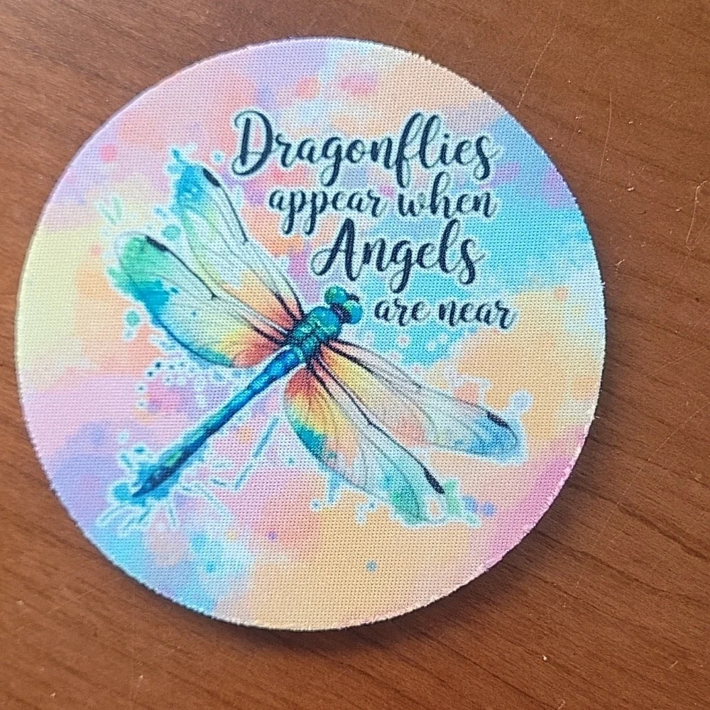 Set a 4 Handcrafted Dragonfly Inspirational Coasters - NWOT